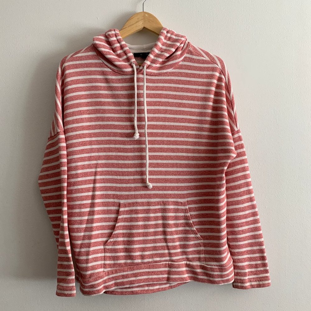 Forever 21 | Pink & White Striped Hoodie